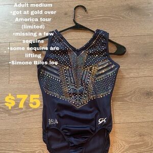 GK Navy Blue Sequined Simone Biles Leotard